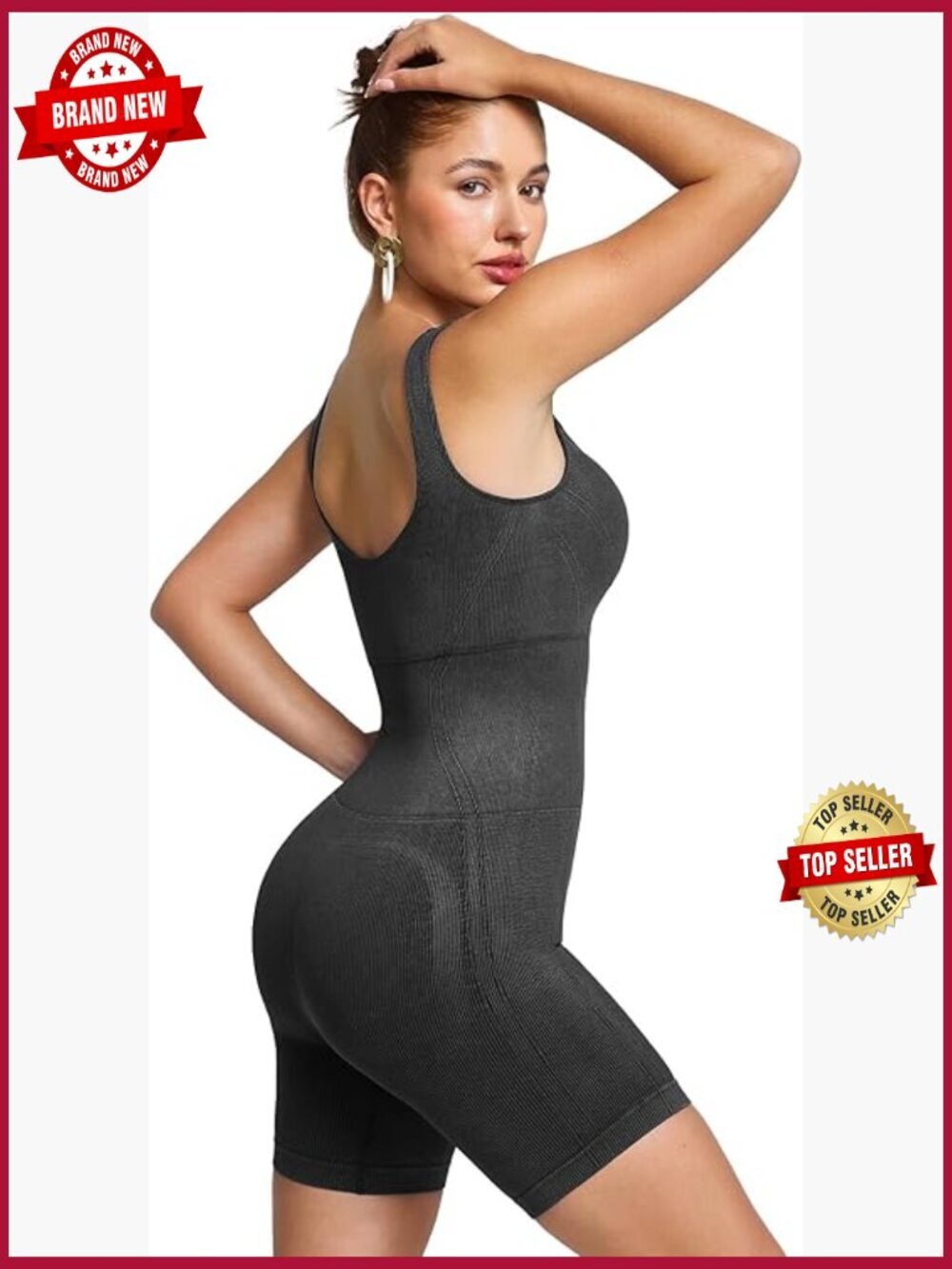 Seamless Shapewear Romper with Built-In Bra Tummy Control